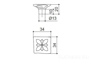 №2, Ручка мебельная noNAME 2413C Ручка кнопка квадратная современная классика, старая бронза, в наличии -  3 шт  Металл, , Новый