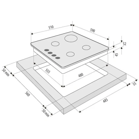 №23, Варочная панель Krona Ortica 60 WH 600 Металл, Белый, Новый