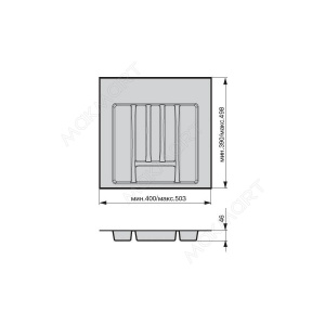 №24, Лоток для СП Ёмкость в базу 500-550 для столовых приборов, закругления 503х498 Пластик, темно-серый глянец, Новый