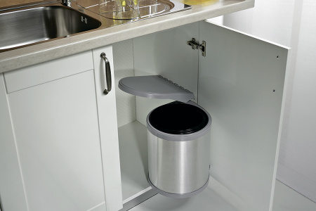 №5,  Elltipi Ведро для мусора 12 литров, серый/ алюминий  Пластик, Серый, Новый