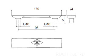 №1, Ручка мебельная noNAME 2406C Ручка скоба современная классика, старая бронза 96 мм, в наличии -  19 шт 96 Металл, , Новый