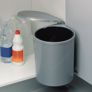 №9,  Inoxa Ведро для мусора (13л), пластик серый металлик  Пластик, Серый, Новый