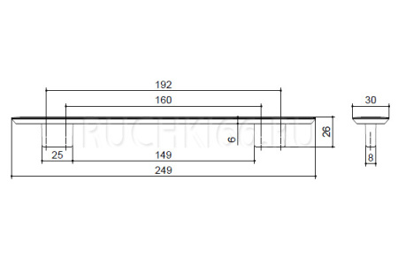 №39, Ручка мебельная noNAME Ручка-скоба 160.192 мм Citterio Giulio Италия, Ручка-кнопка 32 мм, в наличии -  19 шт 192 Металл, , Новый