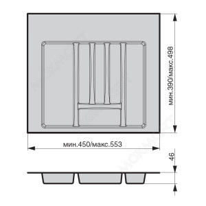 №47, Лоток для СП Ёмкость для столовых приборов М60 темно-серый ПП  Пластик, темно-серый глянец, Новый
