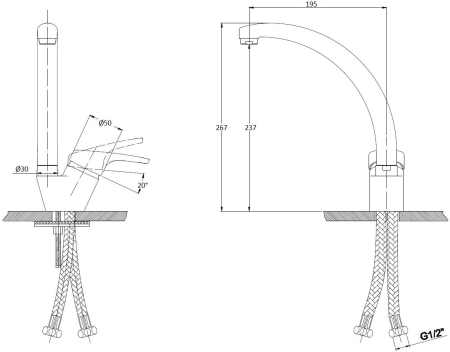 №19, Смеситель Kaiser COUNTY 55244-1  , Sandbeige песочный мрамор, Новый