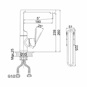 №50, Смеситель DK DA1312401  , Chrome, Выставочный образец