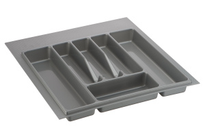 №43, Лоток для СП Ёмкость для столовых приборов в ящик 50-55см серый, Подрезной  Пластик, серый, Новый