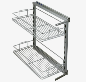 №24, Корзина выкатн. М30, с доводчиком,боков.крепл. РАМА, 240x470x570 2 уровня,хром!