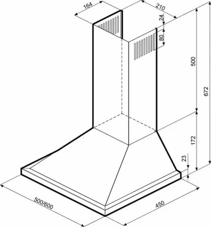 №19, Вытяжка Krona Bella 500 inox 500 Металл, Нержавейка, Выставочный образец