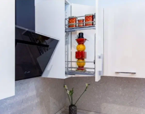 №63, Бутылочница ВИБО в верхнюю базу 150мм, левая, с креплением к фасаду, направляющие плавного зак №63, Бутылочница ВИБО в верхнюю базу 150мм, левая, с креплением к фасаду, направляющие плавного зак