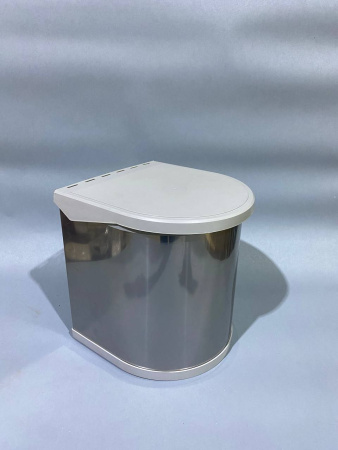 №6,  Elltipi Ведро для мусора 12 литров, серый/ алюминий  Пластик, Серый, Новый