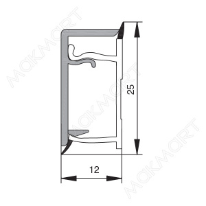 №2 Бортик прямоугольный Н.25, L=3050, алюминий анодированный