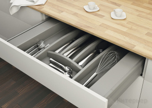 №22, Лоток для СП Ёмкость в базу для столовых приборов 553х498 Пластик, серый матовый, Новый