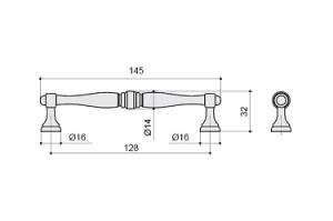 №28, Ручка мебельная noNAME Мебельная ручка-скоба 128мм WMN.619X.128.M00D1, в наличии -  15 шт 128 Металл, , Новый