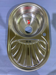 №2, Мойка врезная нержавейка Ukinox овальная Фаворит 747х447 800 Металл, полировка, Уценка