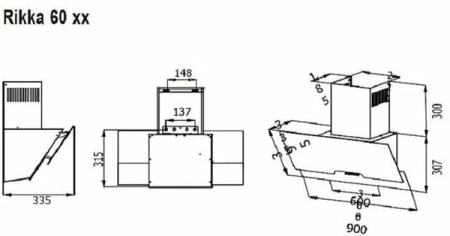 №48, Вытяжка Evelux Rikka 60 BG 600 Металл, Черный, Новый